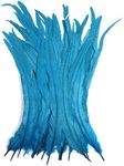 THARAHT 50pcs Rooster Coque Tail Feathers Bulk Natural 14-16Inch 35-40cm for Crafting Wedding Fly Tying Feather Party Performances DIY Decoration Rooster Tail FeatherAqua Blue