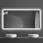 DP Home LED Lighted Illuminated Bathroom Vanity Wall Mirror with Touch Button, Anti-Fog, Dimmable, Vertical & Horizontal Mount White Mirrors 55 x 36 in N031-5536-TS