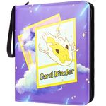 9-Pocket Card Binder for Trading Cards with 50 Removable Sleeves Holds 900 Cards, Card Book Collector Album Folder for Yugioh, MTG, TCG, Trading Card Holder with Zipper- Boy Girl Toy Gift, Purple