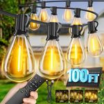 Sikitul 100FT Solar String Lights Outdoor Waterproof, 35+1 LED Solar Powered Lights with Remote Control, 3 Light Modes & Dimmable, USB-C Charging for Patio, Backyard, Garden, Camping