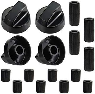 Blutoget 4 Pack Black Universal Control Knobs with 12 Adapters - Compatible for Oven Stove Range - Universal Stove Knobs - Wide Range of Availability