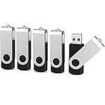 64GB USB 3.0 Flash Drive 5 Pack, KOOTION USB 3.0 Memory Stick with LED Indicator Swivel Thumb Drives Bulk U Disk 64GB Pendrive Jump Drive Zip Drive for Data Storage (64GB, 5 Pack, Black)