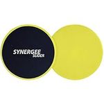 Synergee Yellow Core Sliders. Dual Sided Use on Carpet or Hardwood Floors. Abdominal Exercise Equipment