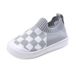 Knitted Slip-On Sneakers for Toddlers, Kids, Checkerboard Pattern (Black/White),Toddler Shoes, Baby Sneakers Girls Boys, Baby Walking Shoes, Non-slip Fashion Baby Shoes, Lightweight Baby Socks Shoes,Daycare shoes (Grey/White, Toddler, 6 Months, Age Range, US Footwear Size System, 12 Months, Wide)