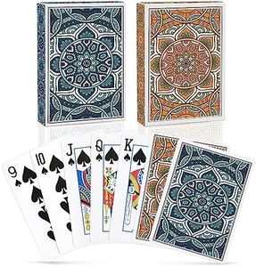 Neasyth Playing Cards, Decks of Cards,Playing Cards 2 Pack for Adults and Kids,Poker Size Standard Index,Poker Cards Professional,Bridge Playing Cards Set Bulk for Card Games(Green/Orange)