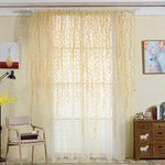 Norbi Willow Voile Tulle Room Window Curtain Sheer Voile Panel Drapes Curtain 39.4'' x 78.8" L (Yellow Willow 39.4'' x 78.8")