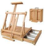 MEEDEN Studio Sketchbox Table Easel with Metal Lined Drawer - Adjustable Solid Beechwood Tabletop Easel & Sketchbox Artist Easel with Storage, Great for Studio or Plein Air - Holds canvases up to 34"