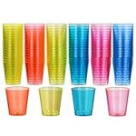 MATANA 60 Plastic Shot Glasses, Neon (30ml / 1oz) - Reusable - Shot Glasses Plastic, Shot Glass, Jelly Shots, Sample Tasting Cups - Shot Cups for Parties, Birthdays, Weddings, Stag, Hen Parties