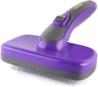Hertzko Self Cleaning Slicker Brush with Plastic Tips for Sensitive Dogs and Cats. Gently Removes Loose Fur, Undercoat, Mats, and Tangled Hair. Safe and Painless for Your Pet. Small