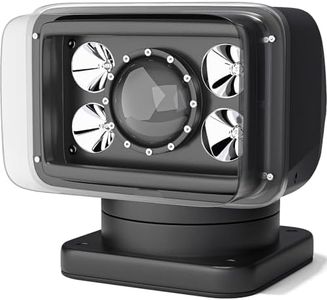 Amzwolf Go Lights Spotlight for Truck, Magnetic and IP68 Waterproof Marine Search Lights, Auto-Reset 360 Rotating Remote Spotlight for Boats Fire Truck Offroad Pickup and Car - Black