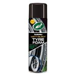 Turtle Wax Wet N Black Tyre Foam 500gm Instant Spray-On Wet Look Shine with Deep Black Finish, UV Protection & Tyre Care