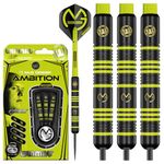 WINMAU Michael Van Gerwen MvG Ambition Brass 24g Professional Steel Tip Darts Set with Flights and Shafts (stems)