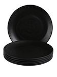 Greenland Unbreakable Melamine Round Full Size Kitchen Dinner Plates (Set of 6) (Spiral Black Design)