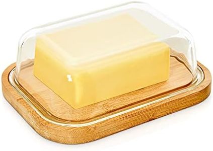 bambuswald© Contenitore 100% Bambù con Coperchio in Vetro, per Burro, Adatto per Confezioni di Burro da 250 g, Scatola per il Burro Ermetica di Alta Qualità, 17x12x5 cm