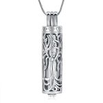 VCCWYQK Cremation Jewelry Urn Necklace for Ashes Pendant with Hollow Glass Vial Cylinder Cremation Keepsake Memorial Lockets Ashes Holder for Women Men Pet (H-1)