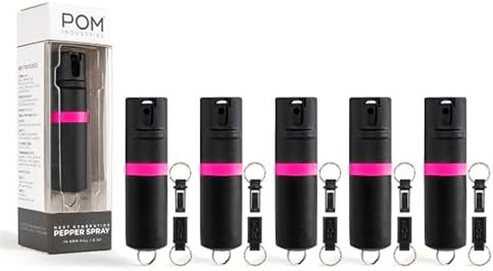 POM Pepper Spray Keychain, Quick Key Release for Instant Access, Flip Top Safety, Maximum Strength OC Formula with UV Marking Dye, 25 Bursts, 10 ft Range, 0.5 fl oz