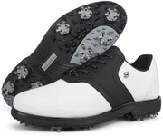 Spikes Golf Shoes Men Professional Golf Shoes Waterproof Walking Footwears for Golfers Outdoor Gym Sneakers (10.5,WhiteBlack)