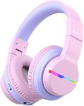 iClever Bluetooth Kids Headphones, BTH12 Colorful LED Lights Kids Wireless Headphones Over Ear with 74/85/94dB Volume Limited, 55H Playtime, Bluetooth 5.2, Built-in Mic for School/Tablet/PC