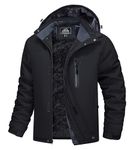 MAGCOMSEN Winter Jacket for Men Fleece Warm Snow Ski Jackets with Pockets Hooded Snowboard Water Resistant Coat Black XXL