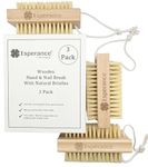 3pcs Wooden Nail Brush Pack - Double Sided Nail brushes For Cleaning Nails Easily - Natural Bristles Remove Dirt From Fingernails Quickly - Rope For Drying Storage