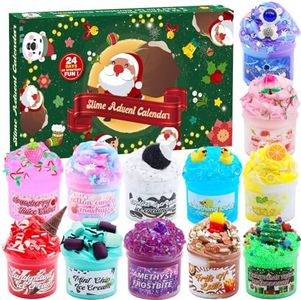 Slime Advent Calendar 2024 - Christmas Countdown Calendars 24 Days of Surprises with Different Texture Slime and Toys Kit Funny Gifts for Toddler Kids Teens Girls Boys 4 5 6 7 8 9 10 11 12 Year Old