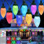 Joomer C9 Christmas String Lights, 32FT 50 LED Color Changing RGB Christmas Tree Lights Connectable Remote Control Outdoor Waterproof for Christmas Decoration