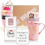 Gift for Mom, Birthday Gift for Mother, Mom in Law - Best Mom Ever Gifts Set Includes Coffee Mug, Candle, Necklace, Jewelry Tray, Flowers - Best Moms Day Gifts Basket