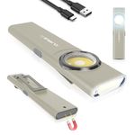 KLARUS E5 Mini Pocket Flashlight, Rechargeable EDC Flashlight, Super Slim 4.2x1x0.3inch, 470 Lumens, USB-C Port, IPX4, Dual Light Source with Magnetic Base, Hat & Clothes Clip - Grey