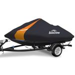 Avecrew Jet Ski Cover Waterproof - 250D Trailerable PWC Cover Fits Yamaha Seadoo Kawasaki Personal Lightweight Watercraft Boats with Two Air Vents| Length Range: 120'' to 135''