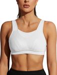 WingsLove Women's Sports Bra High Impact Bra Full Coverage Wirefree Workout Non Padded Ultimate Running Bra Sports Bra Women Plus Size White