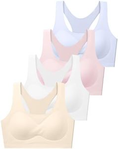 SALIA GIRL Training Girls Bras for Teens 12-14 Racerback Seamless Girls Sports Bras with Removable Soft Padding Bra, Large