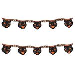 Beistle 2 Piece Vintage Halloween Party Decorations Cat Banners, 7.5" x 4', Black/Orange/Off-White