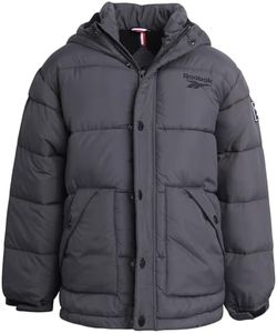 Reebok Boys' Winter Coat - Heavyweight Quilted Puffer Snow Parka - Weather Resistant Ski Jacket for Boys (8-20), Size 10-12, Charcoal