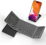 seenda Foldable Bluetooth Keyboard with Touchpad, Rechargeable Wireless Folding Keyboard with Trackpad for Android Windows iOS Mac Mobile Phone Tablet Laptop, DE QWERTZ, 3 Bluetooth Channels, Black