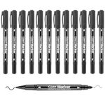 YISAN Twin Tip Permanent Marker Pens,12 Ultra Fine Point Black CD Permanent Marker Set for Glass, Plastic,Wood,Stone,70788