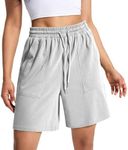 Summer Baggy Cotton Casual Stretch Womens Cycling Dance Shorts Trousers Sport Yoga Maternity Shorts Active Teens Running Exercise High Waisted Pajama Bicycle Drawstring Women's Hiking Shorts Grey 3XL