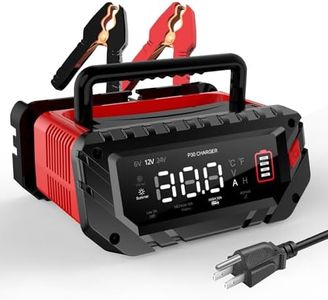 30-Amp Car Battery Charger, 6V/12V/24V Smart Automatic Automotive Charger, Battery Maintainer, Trickle Charger for Car, Motorcycle, Boat, Lead-Acid, Lithium, LiFePo4 Battery