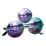 Third Eye Sunglasses, Green with Purple Reflective Lens