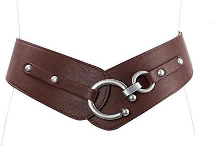 JASGOOD Women's Fashion Vintage Wide Elastic Stretch Waist Belt With Interlock Buckle Halloween Belt, Suit Waist 33-37Inch, Coffee