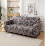 HOKIPO 140 GSM Fully Covered Sofa Cover 2 Seater, Light Coffee Lotus Damask (AR-5128-D6)