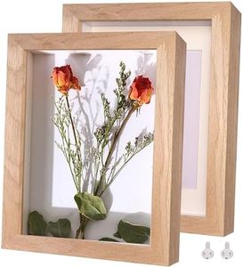 Marco de fotos 3D de madera, 20 x 25 cm, 2 unidades, madera de teca, marco de fotos de madera maciza y cristal auténtico para objetos de hasta 1,5 cm