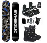Symbolic Arctic 2025 Snowboard & Bindings & Boots & Leash & Stomp Pad Complete Package (9 Mens Black Boots & Black Bindings, 157cm Hybrid Rocker)