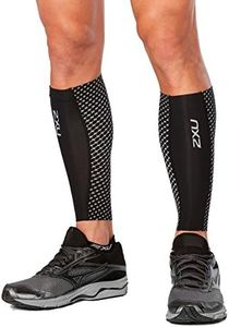 2XU Men's Compression Calf Sleeve, Black/Silver Reflective, Large