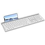 CHESONA Wireless Bluetooth Keyboard for Mac, Bluetooth/Wired Dual-Mode Keyboard for MacBook Air/Pro, iMac, Ultra-Slim Rechargeable, Silent Full-Size Keyboard for MacOS iPadOS, iPhone OS, Silver White