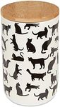 Bone Dry Ceramic Pet Silhouette Collection, Treat Canister, 4x6.5, Black/White, Cat's Meow
