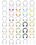 D.Bella 40pcs Septum Rings 16G Septum Jewelry Horseshoe Septum Ring Septum Piercing Horseshoe Cartilage Helix Tragus Earring Hoop Eyebrow Lip Piercing Jewelry 8mm 10mm, Metal, bar-setting