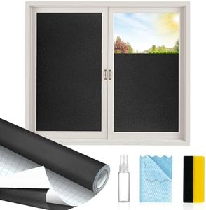 MAGIDEKOR Total Blackout Window Privacy Film with Installation Tools,100% Light Blocking Heat Control Static Cling,Room Darkening Opaque Blackout Window Cover,Blackout,17.5 Inch X 6.5 Feet