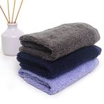 HEELIUM Bamboo Face Towel | Ultra Absorbent & Odour-Free | 3X Softer Than Cotton Towels | 30 x 30 cm - 600 GSM | Pack of 3 - Blue, Grey, Iris