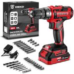 Power Drill Cordless: DEKO PRO Red Cordless Drill 20V Electric Power Drill Set Tool for Women Drills Cordless with Battery and Charger Drill Driver 20 Volt Drill Driver Kit