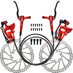 CNC Hydraulic Disc Brakes Set，Mountain Bike Hydraulic Disc Brake Set Front and Rear Disc Brake Caliper set，Red